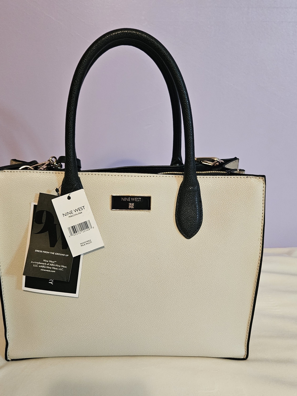 Nine West Two-Tone Ivory and Black Structured Tote
